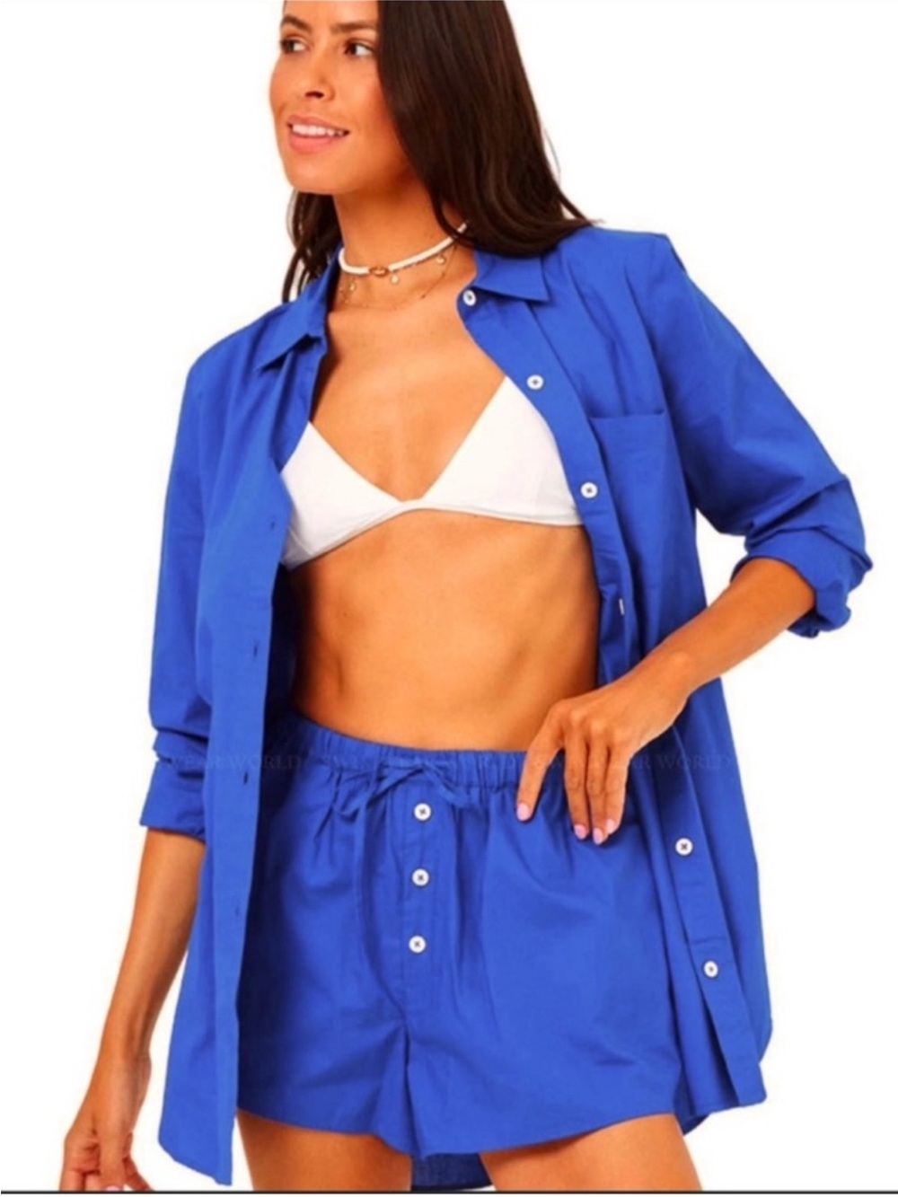 l*space Electric Blue Button-Down Shirt Set